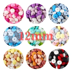 100pcs 12mm Silicone Lentil Beads Baby Teething Beads Teether BPA-Free Newborn Oral Care DIY Pacifier Chain clips Accessorise