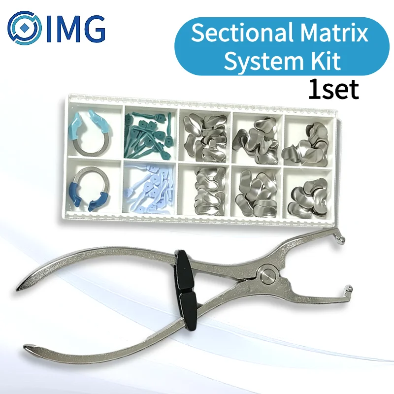 Autoclavable Dental Matrix Kit Sectional Bands Placement Forceps Ring Clamps Set for Posterior Teeth Filling & Restoration