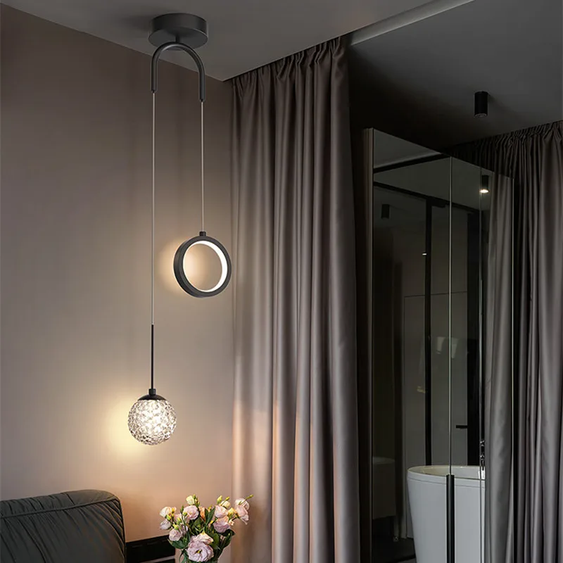 Bedside Chandelier Modern Minimalist Creative Starry Nordic Art Lamps Light Luxury Bedroom Study Long Line Small Chandelier