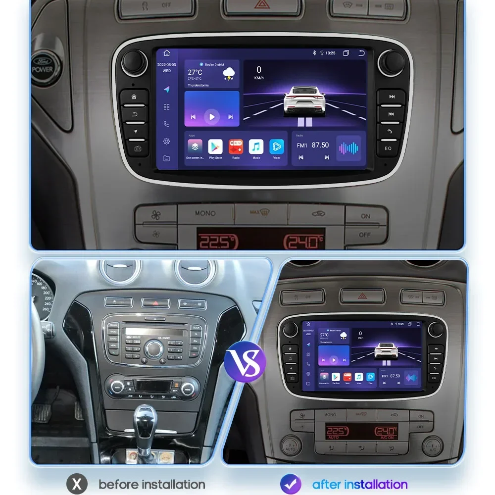 Android Car Radio for Ford Focus MK2 Mondeo 9 S-MAX C MAX Galaxy Transit Connect 2008 Kuga Auto Audio Stereo Multimedia GPS Navi