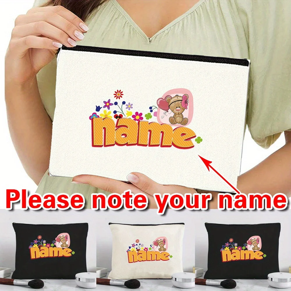 

Personalized Customized Name Makeup Bag Canvas Handbag Storage Bag Portable Travel Makeup Bag Cartoon Series
