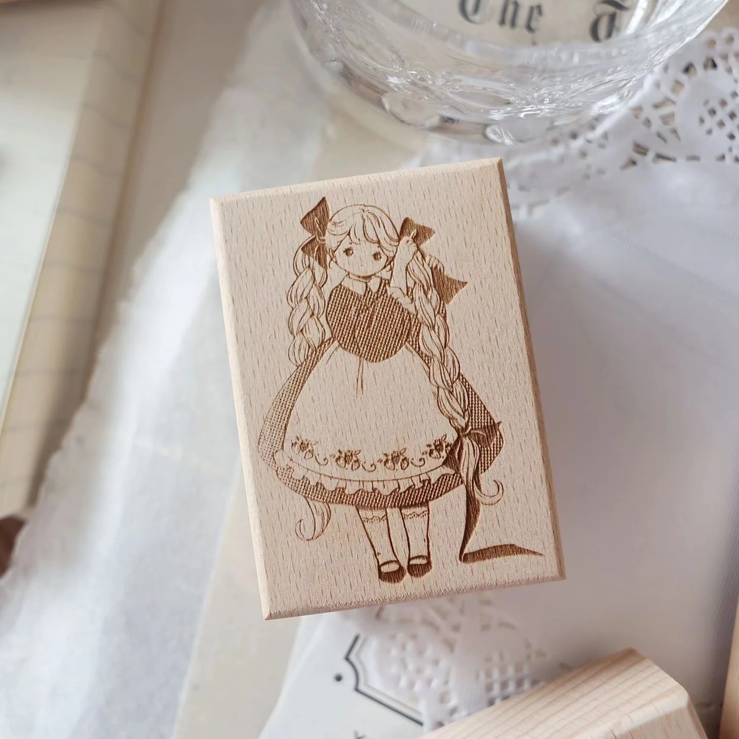 Cute Doll Girl Daily Life Wooden Rubber Stamp for DIY Scrapbooking Photo Album Card Making