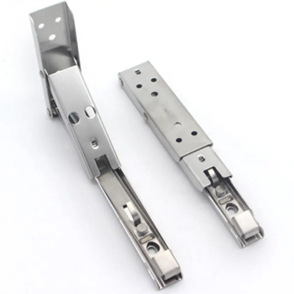 2Pcs Stainless Steel Shelf Brackets Wall Mounted Foldable Triangle Support Spring Loaded Brackets for Bench Table Storage 10