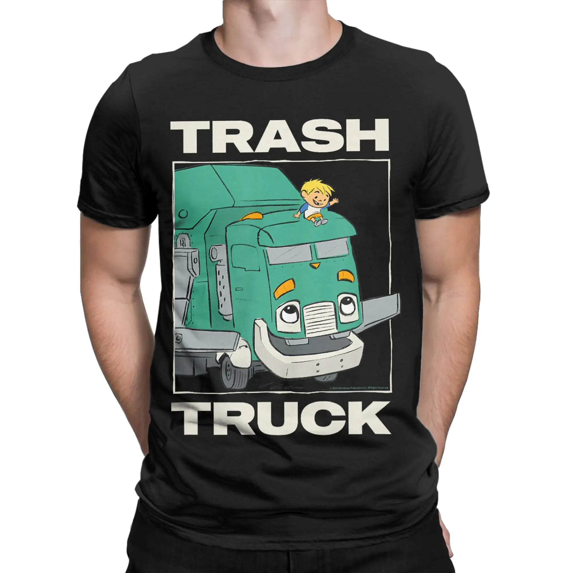 Hank Wave Big Truck Panel T-Shirt Summer  Y2K Basic T-Shirts Pure Cotton Harajuku Tshirt For Men Casual Clothes