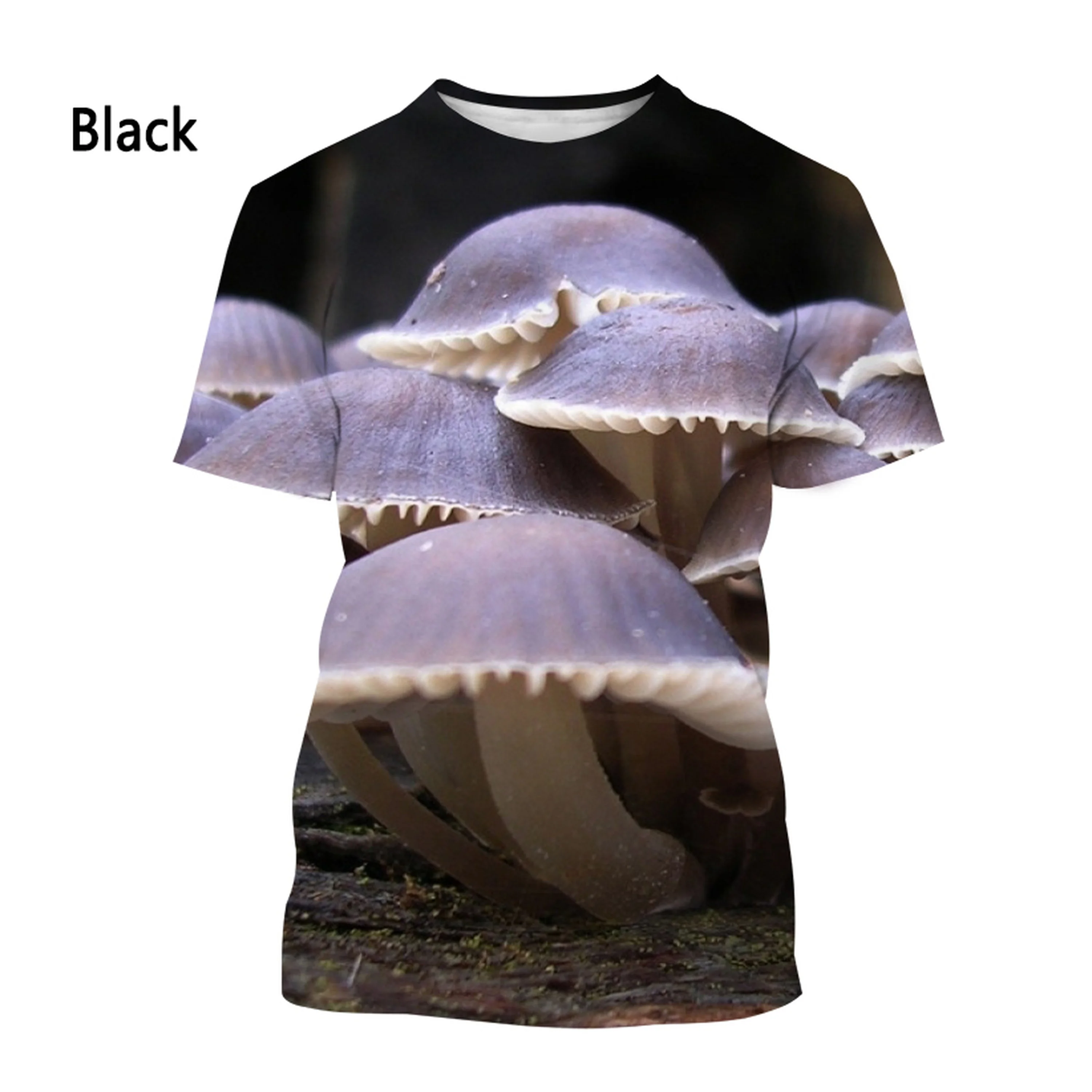 New fashion mushroom men\'s and women\'s 3D printed casual short-sleeved T-shirt