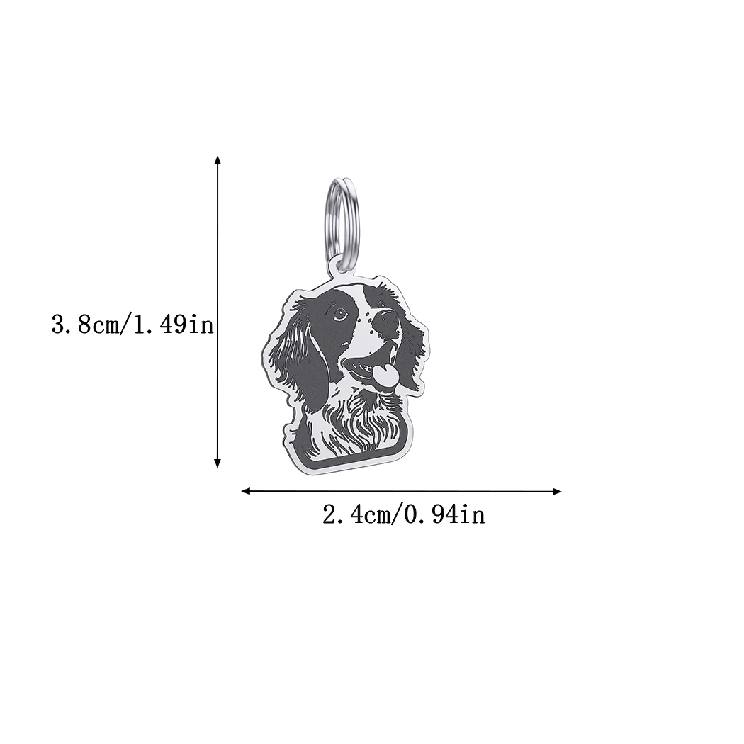 1pc Custom Name Brittany Spaniel Pet ID Tags Name Phone Anti-lost Key Ring Personalized Phone Number Stainless Steel Jewelry Ani