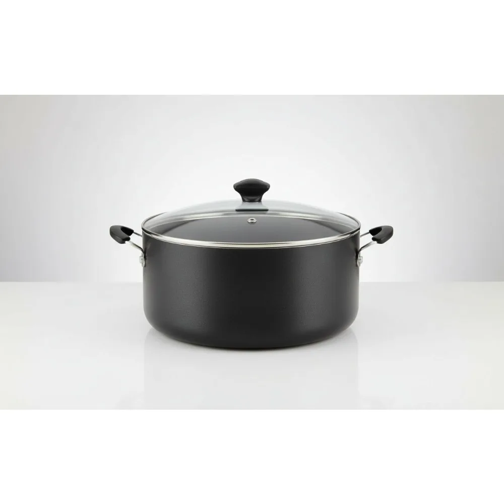 

Большая кастрюля с антипригарным покрытием и крышкой, черная, 10,5 литра — ровный распределение тепла для семейной приготовления пищи