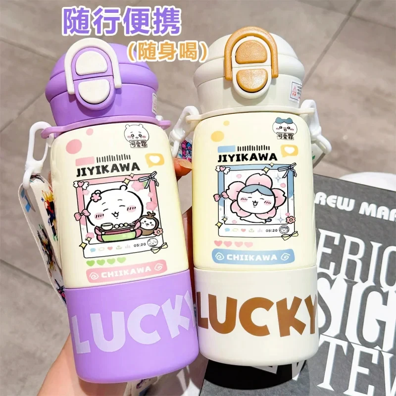 

Chiikawa Insulated Water Bottle Stainless Steel Cute Anime Drink Design With Shoulder Strap For Fans Perfect For Hot And Cold