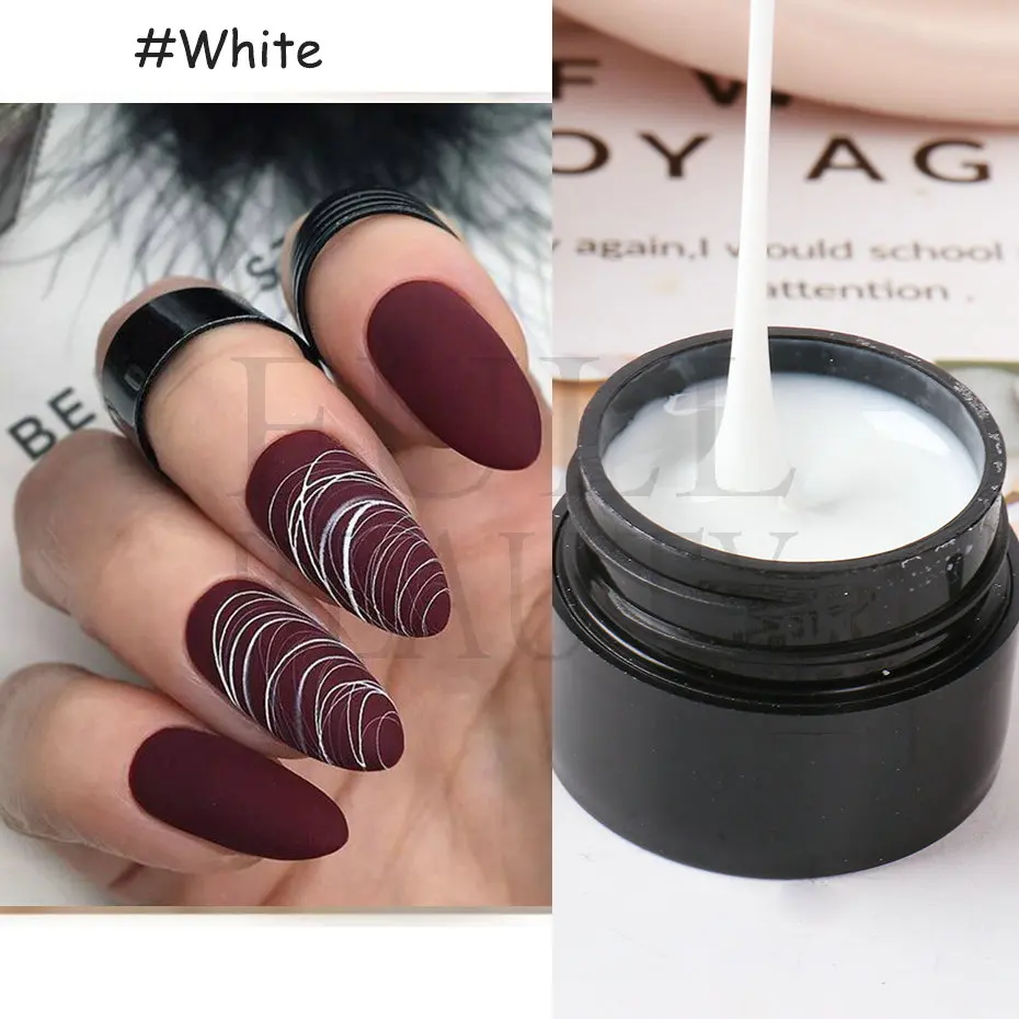 Pegamento de dibujo para decoración de uñas de Gel de araña, 6ml, línea blanca y negra, diseño de cables Web, barniz pintado, manicura, laca UV, esmalte de uñas BE1615-1