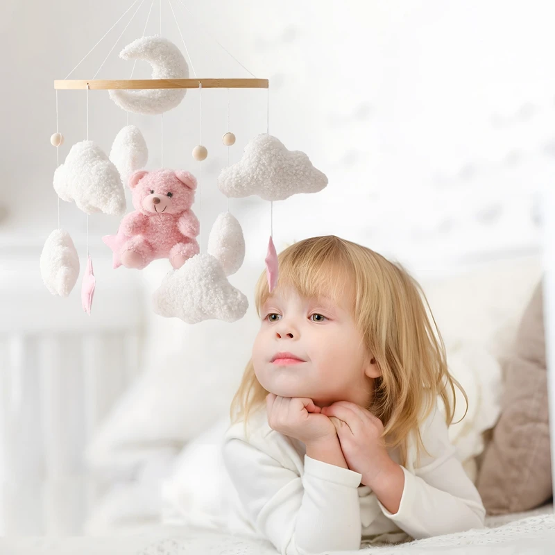 Baby Rattle Toy 0-12 Months Bed Bell Bracket Wooden Mobile Newborn Crochet Bed Bell Hanging Toys Holder Bracket Infant Crib Toy