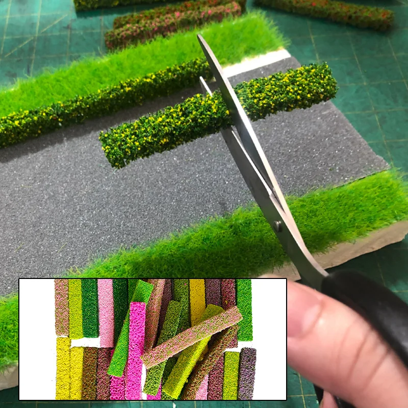 3pcs Simulation Shrub Strip Model Kit DIY Building Sand Table Street Roadside Landscape Decoration Materials Diorama Accessories