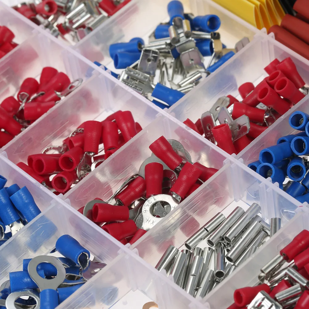 Automotive Crimp Terminal Kit 678PCS Featuring Multiple Connector Types and Heat Shrink Tubing for Professional Electrical Work