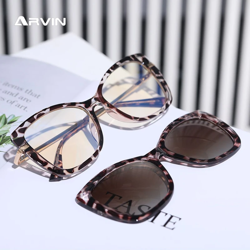 Anti Blue Light Female Glasses Frames Polarized Sunglasses Men Women Square Magnetic Clip Polarized Computer Eyeglasses UV400