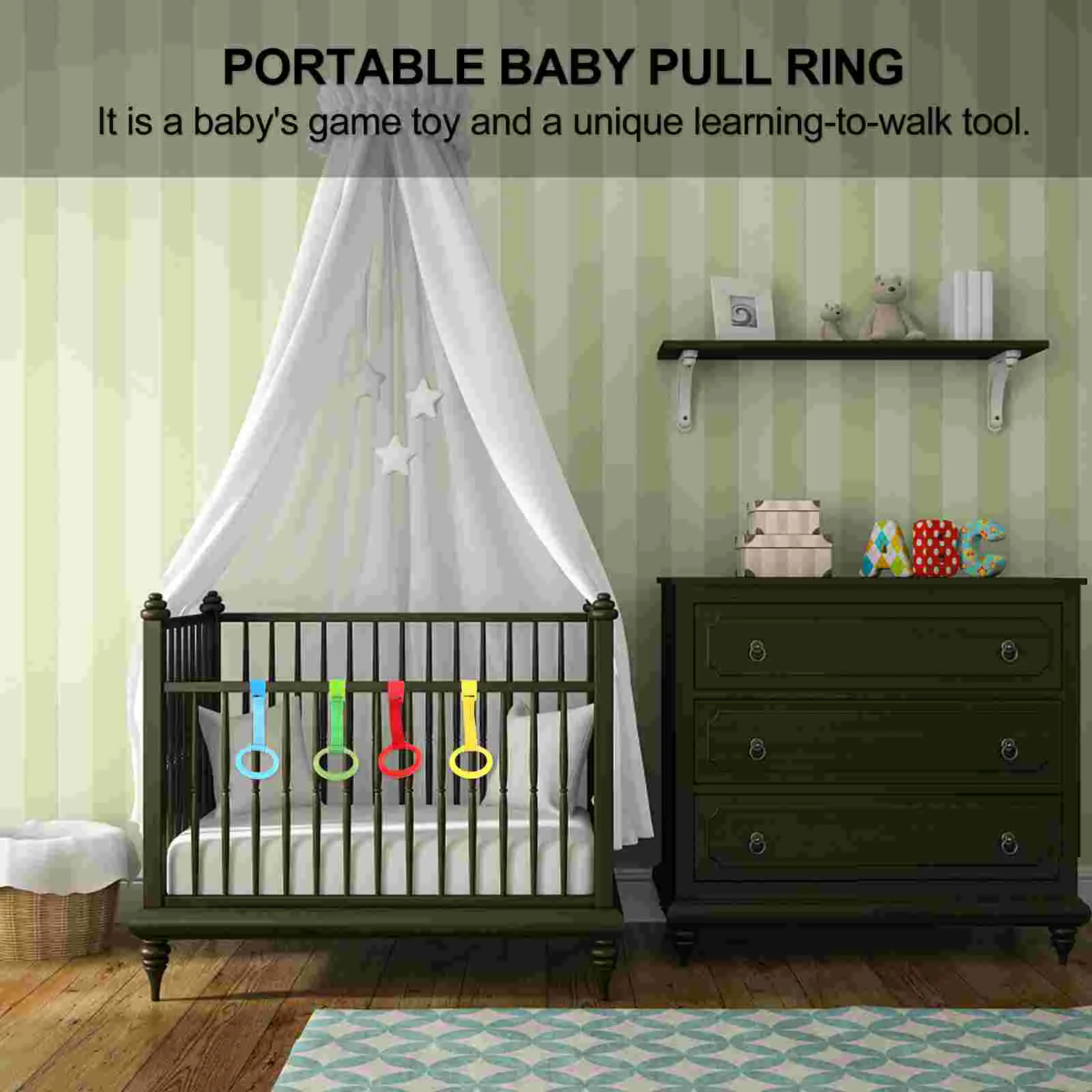 Baby Rings Up Stand Walking Crib Ring Assistant Bed Toddler Playpen Hanging Handles Play Toy Gym Toys Cot Hand Infant Standing