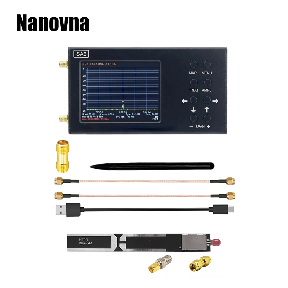 nanovna sa6 analisador de espectro 6ghz rf frequencia portatil ht10 log antena periodica teste emi fornece software pc portatil 01