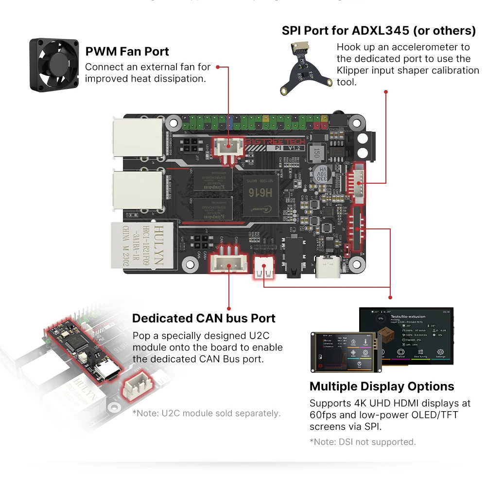 Imagem -03 - Bigtreetech-placa Quad Core para Impressora 3d Klipper Btc pi V1.2 Cortex-a53 2.4g Wifi 40pin Gpio vs Raspberry pi 3b Laranja pi Diy