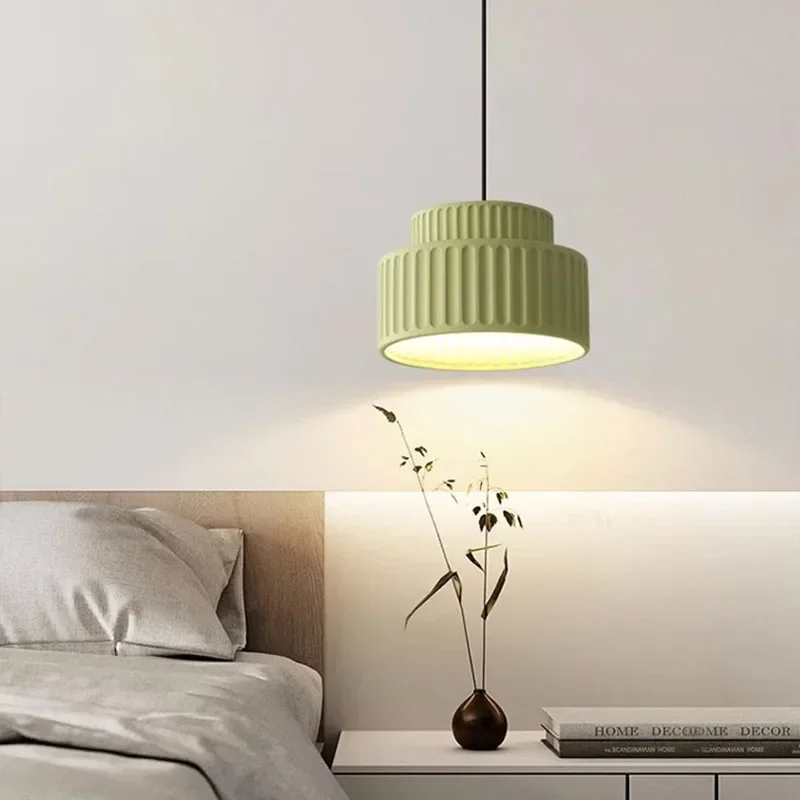 

Nordic Minimalist Fresh Style LED Pendant Light for Study Kitchen Island Living Room Glossy Chandelier Hanging Designer Luster