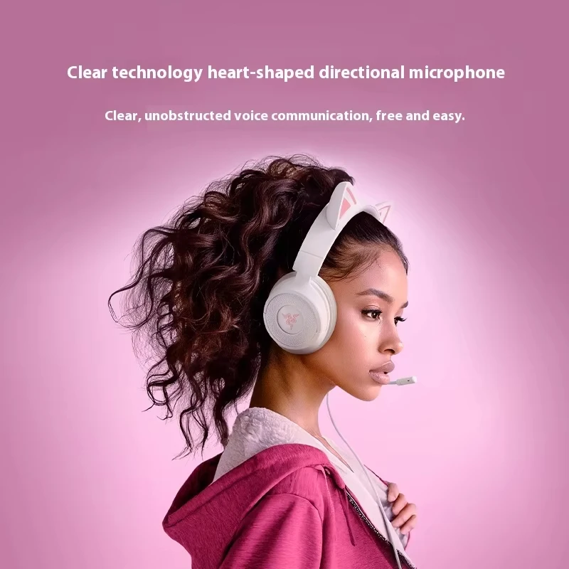 Razer Kraken Kitty V3 X سماعات رأس سلكية مع ميكروفون مثبت على الرأس سماعة ألعاب الرياضات الإلكترونية Triforce سماعات خفيفة الوزن للكمبيوتر المحمول #3