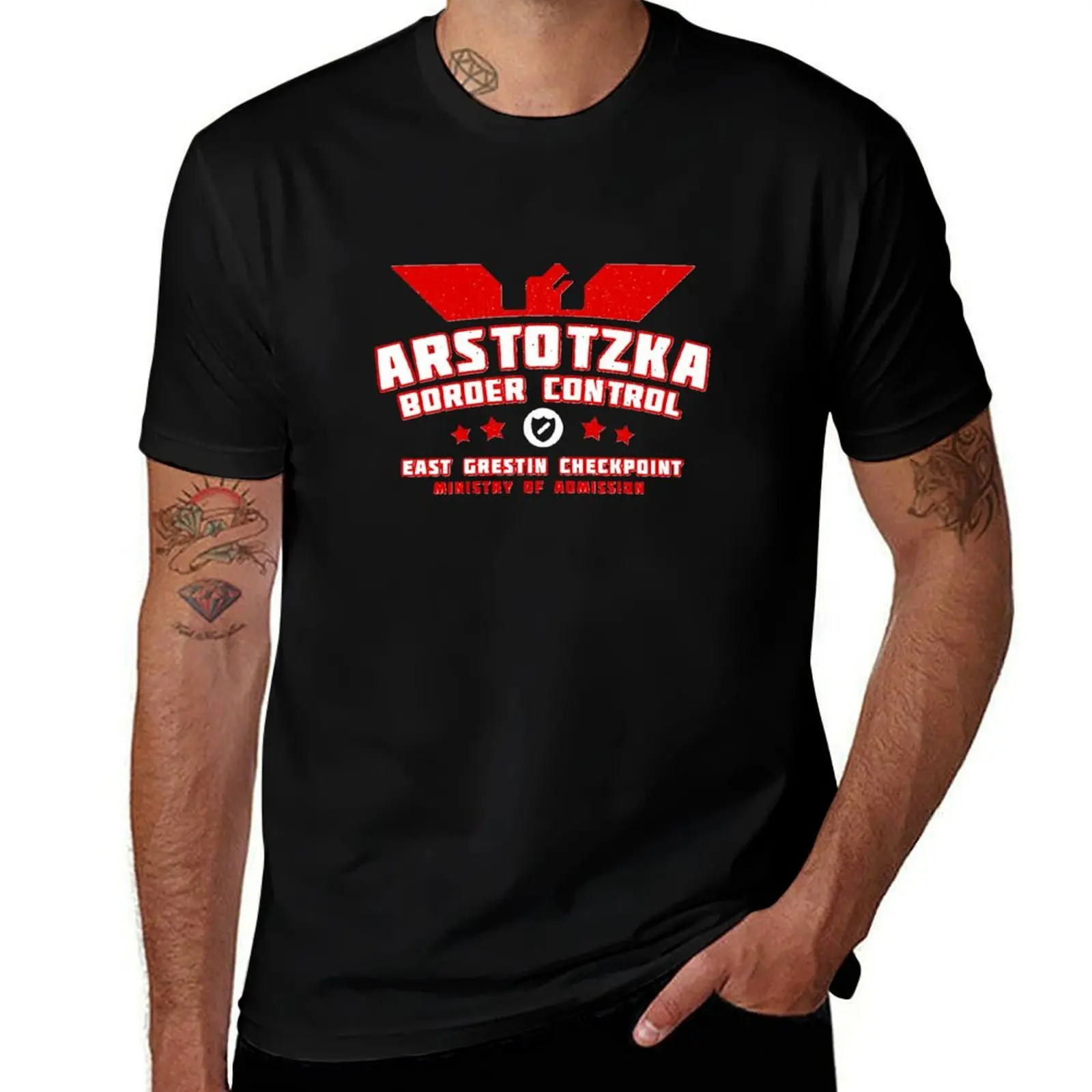 

Papers Please Arstotzka Border Control T-Shirt t shirts for man cotton soft funny t shirts dark humor