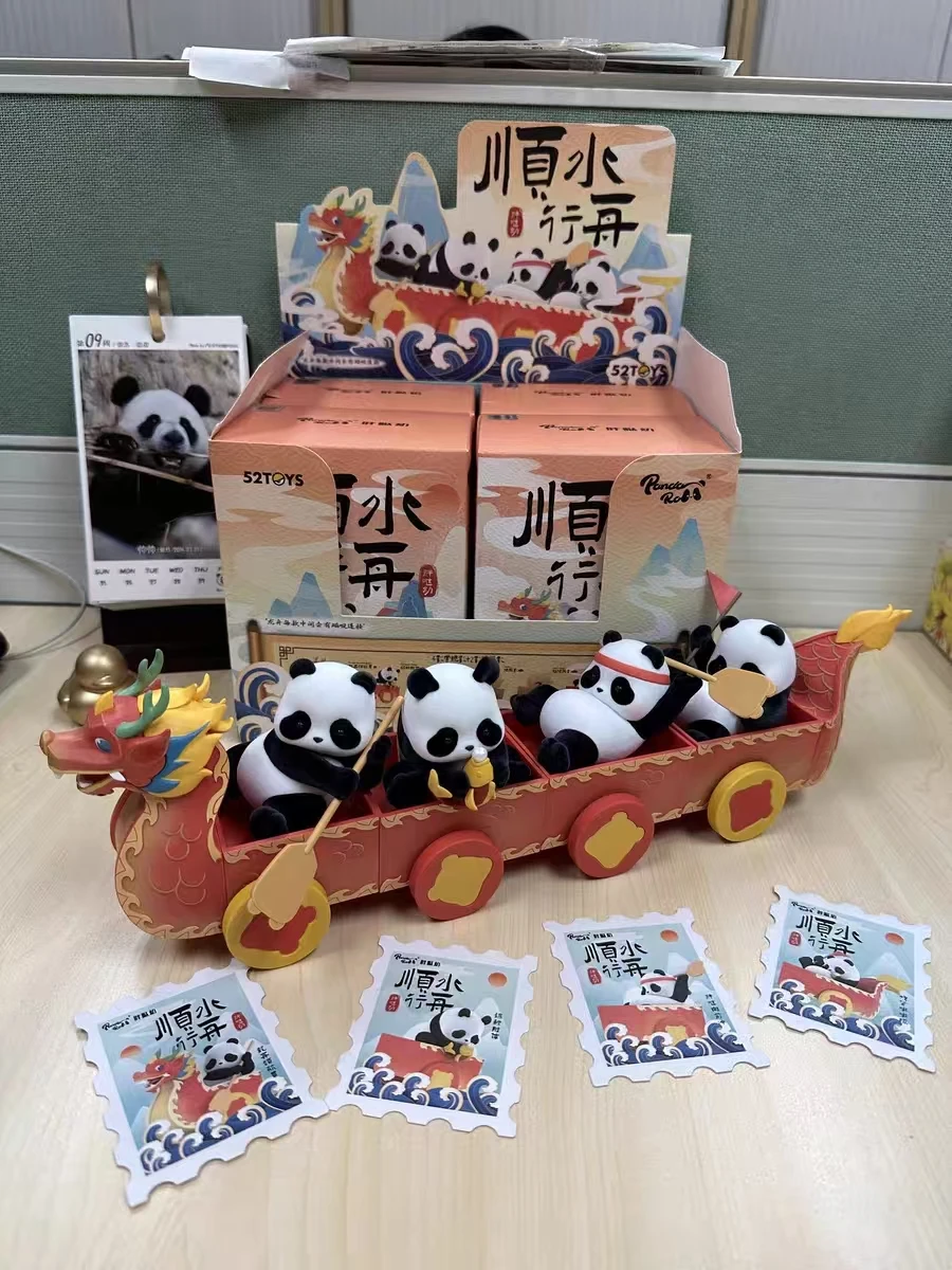 

52toys Panda Roll Fat Baby Boating Along The River Blind Box Hand Held Panda Roll Race Loong Boat Fashion Gift Toys