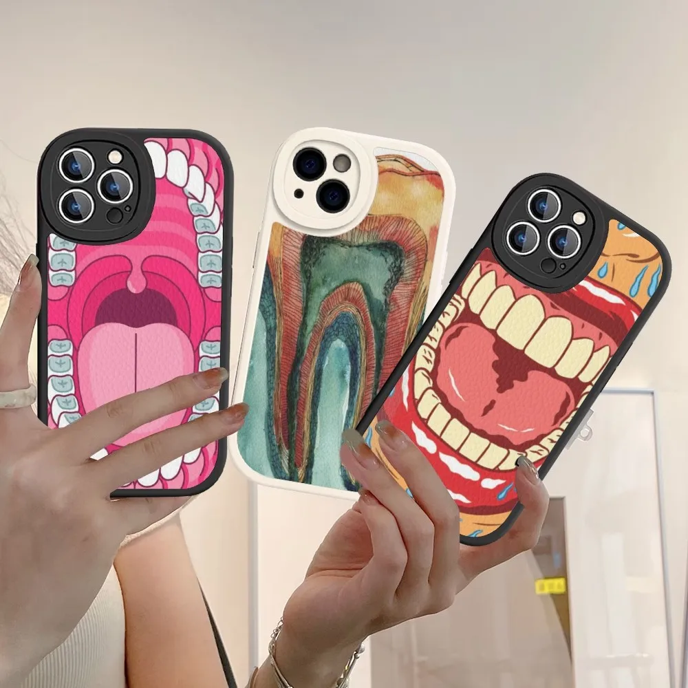 Wisdom Teeth Dentist Tooth Phone Case Hard Leather For iPhone 14 13 12 Mini 11 14 Pro Max Xs X Xr 7 8 Plus Fundas