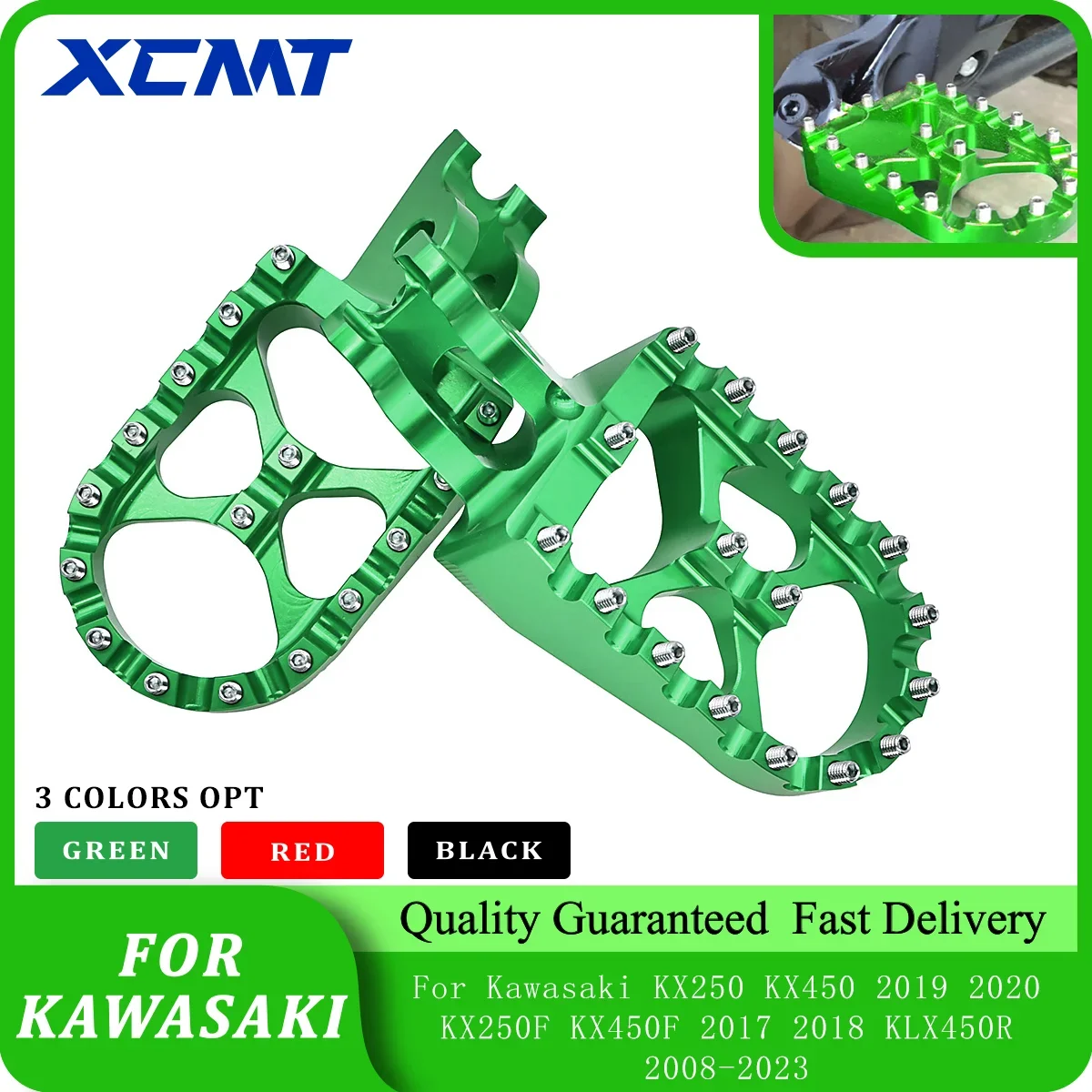 

Motorcycle CNC FootRest Footpegs Foot Pegs Pedals For Kawasaki KX250 KX450 2019 2020 KX250F KX450F 2017 2018 KLX450R 2008-2023