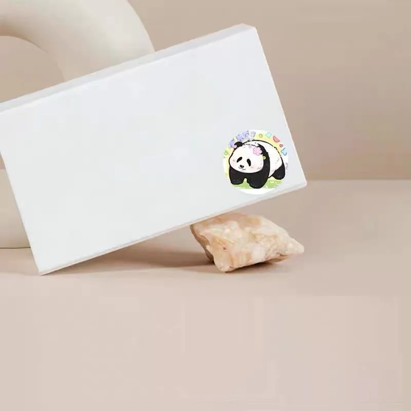 Rollo de pegatinas con diseño de Panda para estudiantes, rollo de etiquetas adhesivas de animales bonitos de 100-500 piezas, 2,5 cm, para regalo