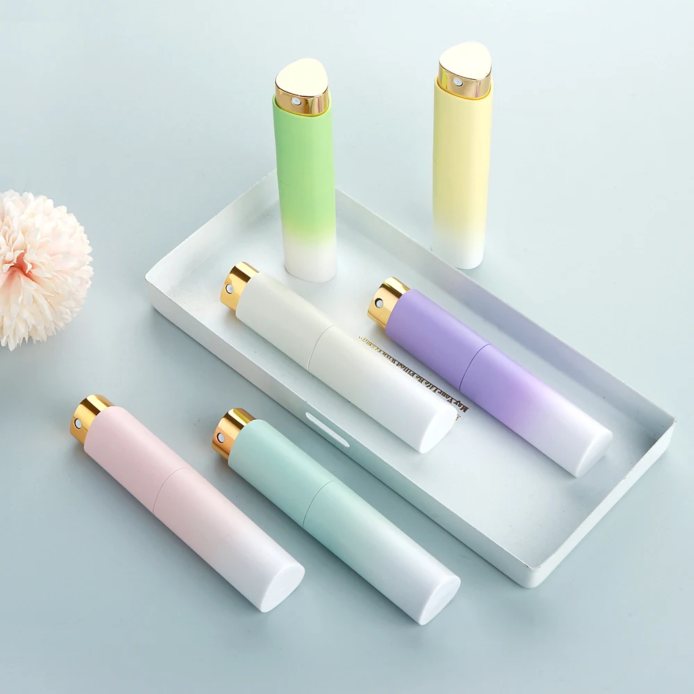 20PCS 10ml Gradient Multi-Color Perfume Spray Bottles with ABS Shell & Glass Body, Lidless Rotary Press Liquid Refill Bottles