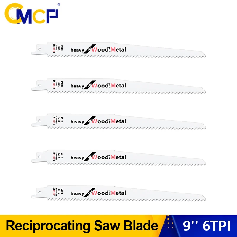 

CMCP 1/2/5 шт. S1111DF Сменные пильные полотна для сабельных пил 9 дюймов 6TPI, универсальные пильные полотна для пластика, дерева, металла, для электроинструментов