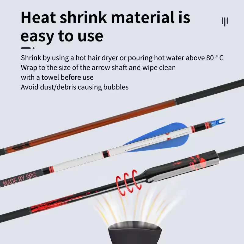 Archery Carbon Arrow Cresting Wrap Heat Shrink Crest Wrap 15Pcs Protective Arrow Shaft ID Wrap 4-9mm Vinyl Arrow Accessories