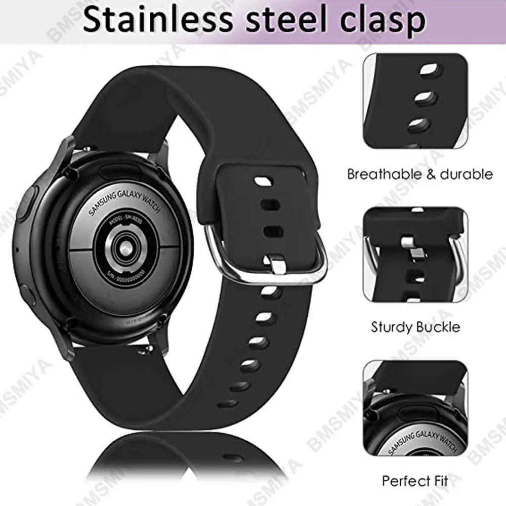 1 قطعة 20 مللي متر حزام ساعة سيليكون لسامسونج جير S2 الحدود سوار حزام لساعة غالاكسي 3 41 مللي متر/42 مللي متر/أكتيف 2 44 مللي متر 40 مللي متر الفرقة