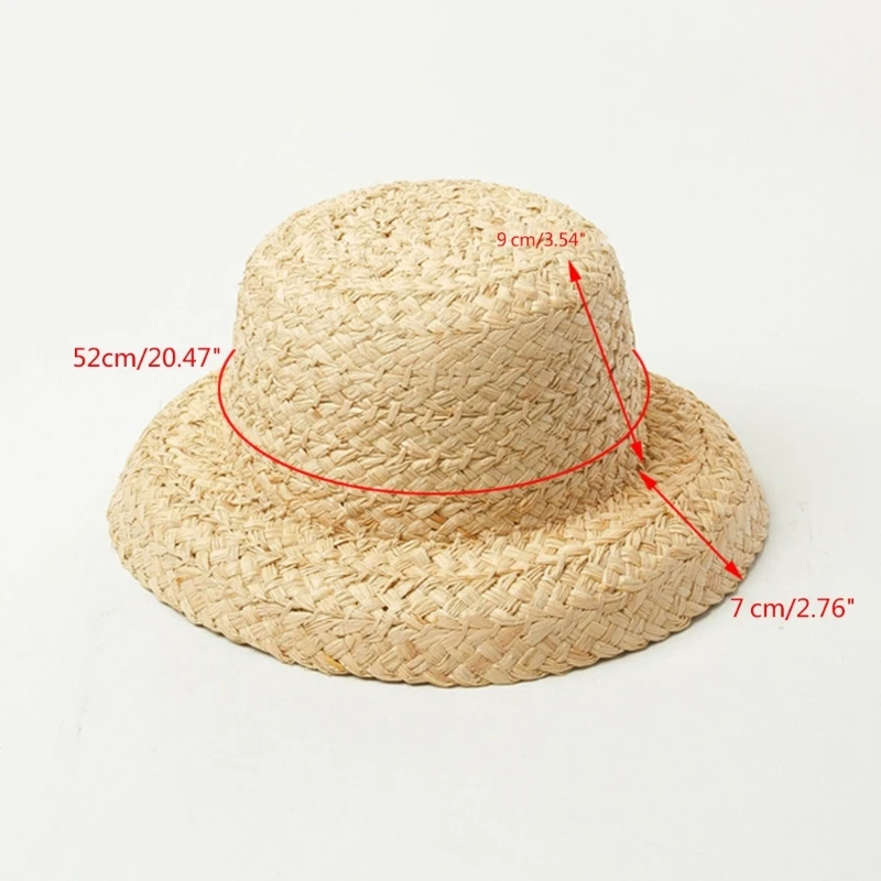 Handwoven Kids Straw  Cap Girl Floppy Hat Wide Brim Fishing Cap Vacation Hat Dropshipping