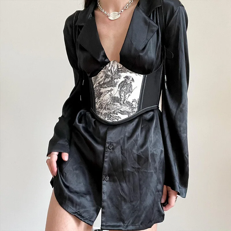 

Gothic Floral Sleeveless Off Shoulder Fashion Sexy Corset Women Tops Female Underwear Backless Bustier Belt