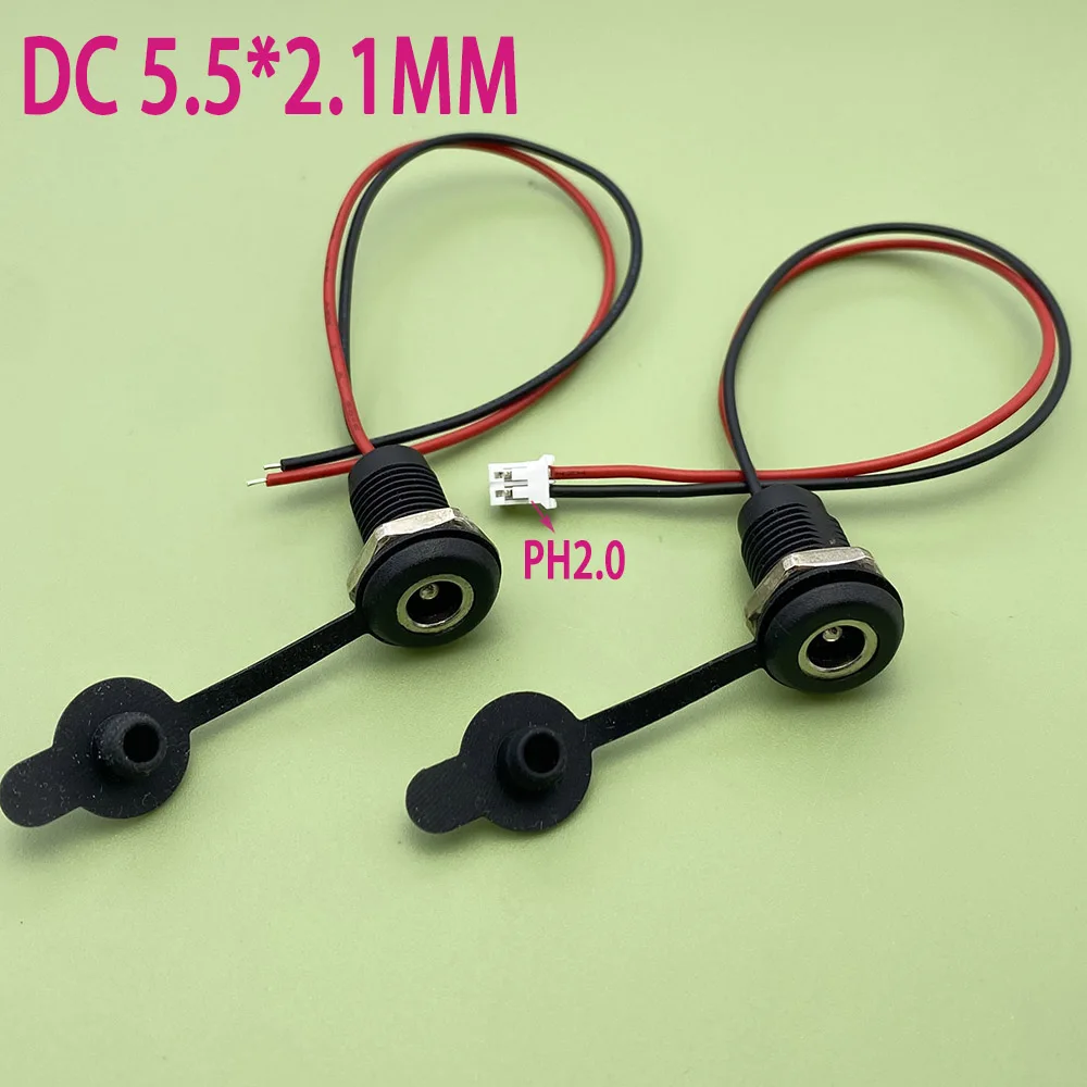 1-10 pcs DC 5.5*2.1mm 2A 24AWG Socket DC Power Supply Jack Socket Plug Female Panel Mount Connector 5.5mm 2.1mm ph2.0 Adapter