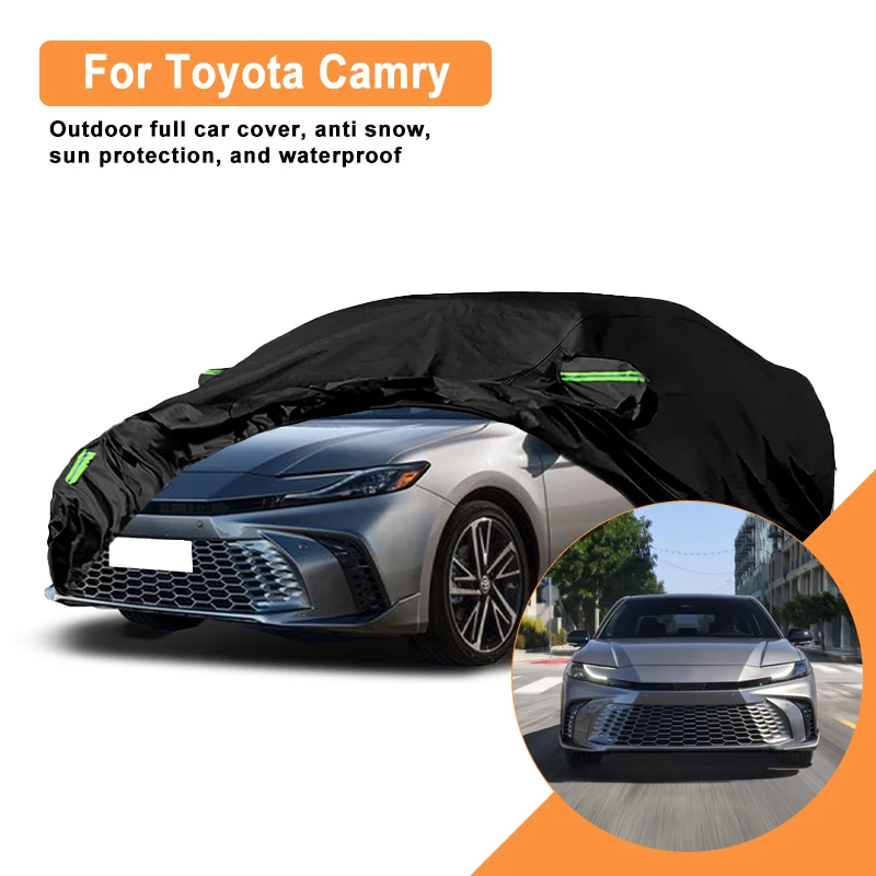 Full Car Cover For Toyota Camry All Weather Outdoor Snow Sun UV Dustproof with Reflective Strips Wind Straps