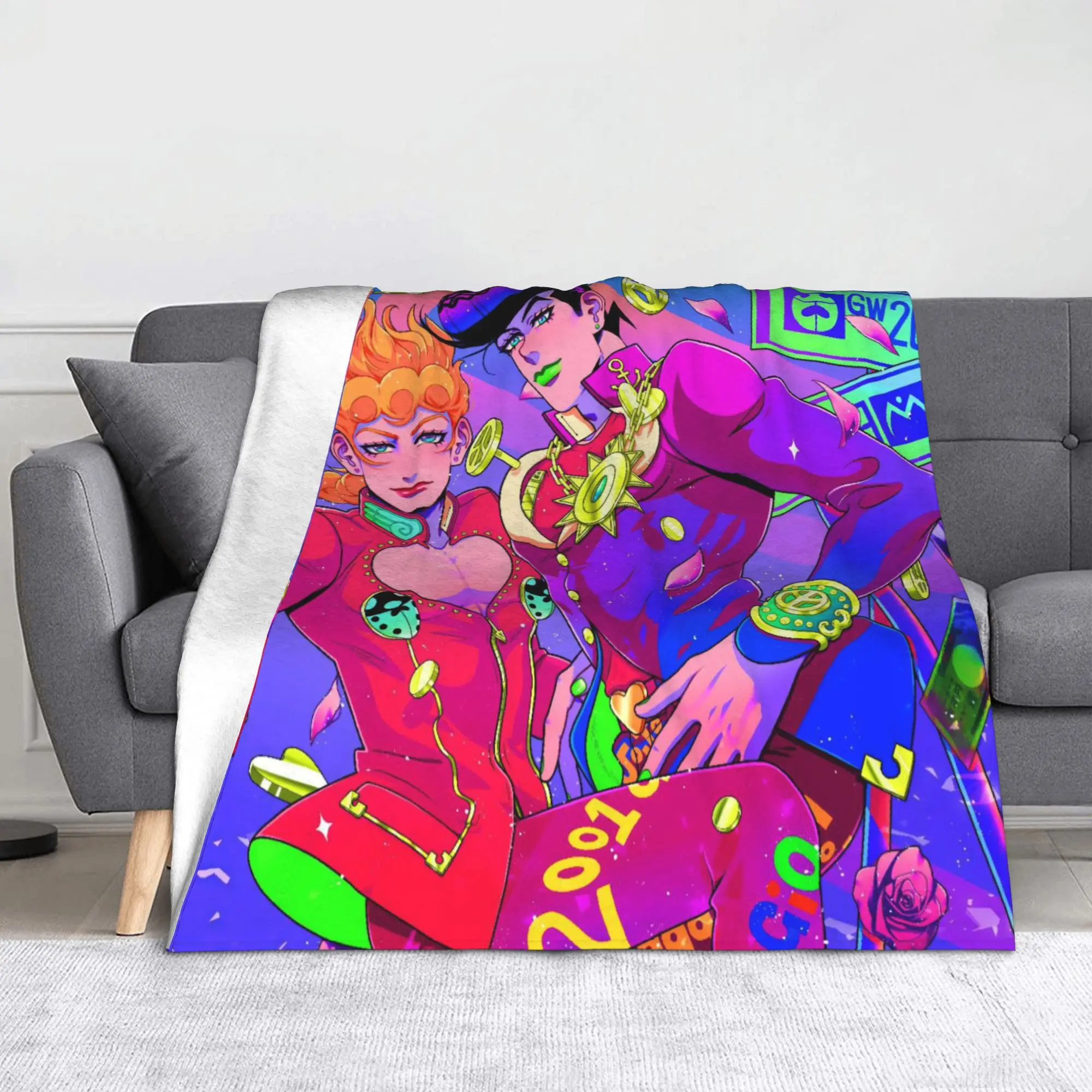 

Одеяло в стиле аниме Jojo, флисовое осенне-зимнее дышащее мягкое одеяло для постельного белья, офисного ковра