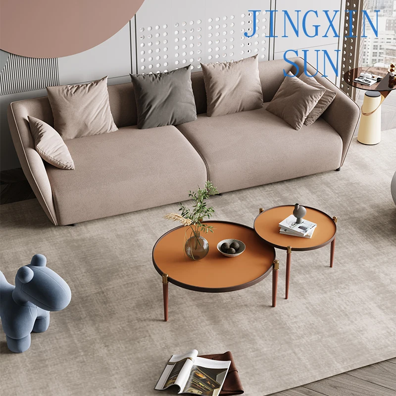 Nordic minimalist designer soft decoration technology cloth silicone leather living room small apartment straight row silicone