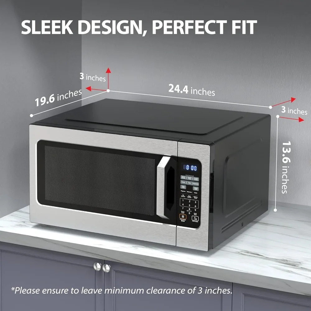 ML-EM62P(SS) Large Countertop Microwave with Smart Sensor, 6 Menus, Auto Defrost, ECO Mode, Mute Option & 16.5"