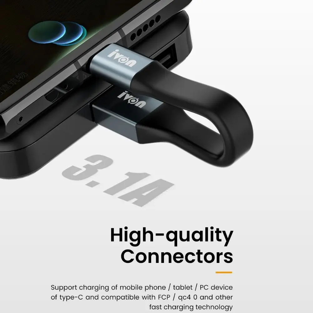 NUOVO cavo dati ultra corto di tipo C Micro USB Smart Phone Portachiavi Cavo USB Tablet 3.1A Max Cavo di ricarica veloce