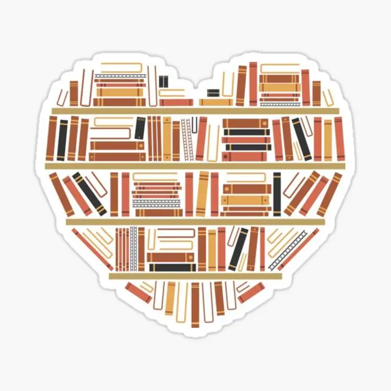 I Heart Books Sticker for Laptop Decor Bedroom Car Cute Cartoon Art Fashionable Public Suitcase