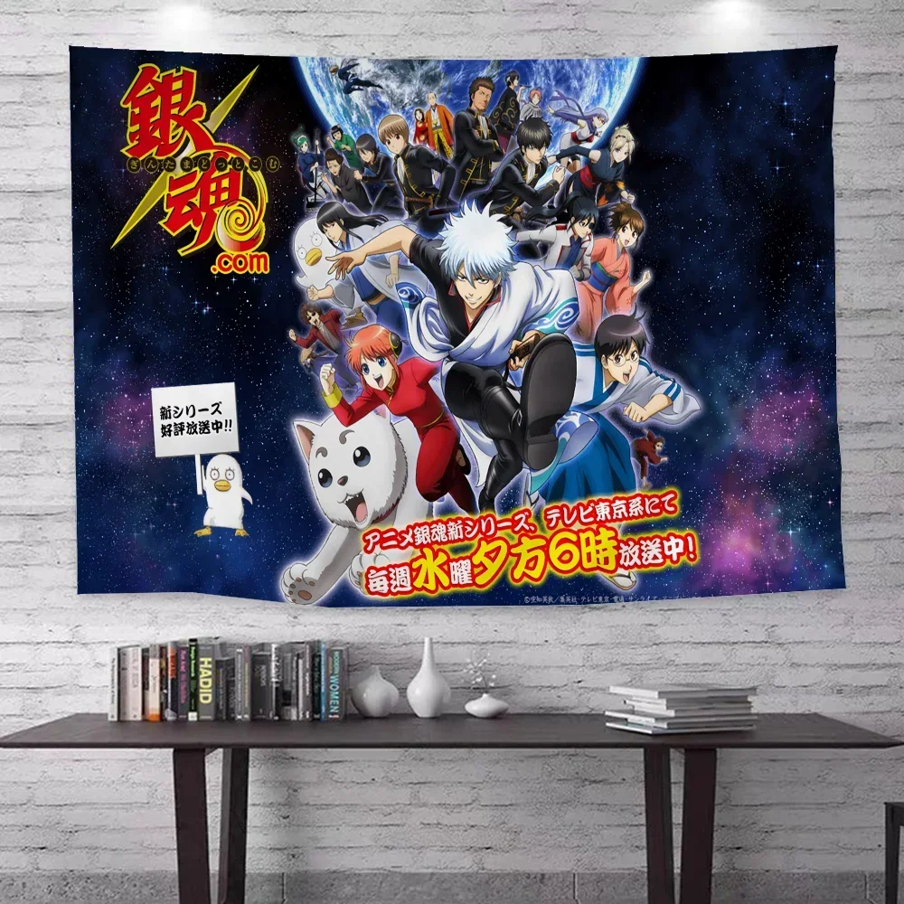 جينتاما مطبوعة كبيرة نسيج الجدار شنقا التارو الهبي جدار السجاد النوم ديكور المنزل #3