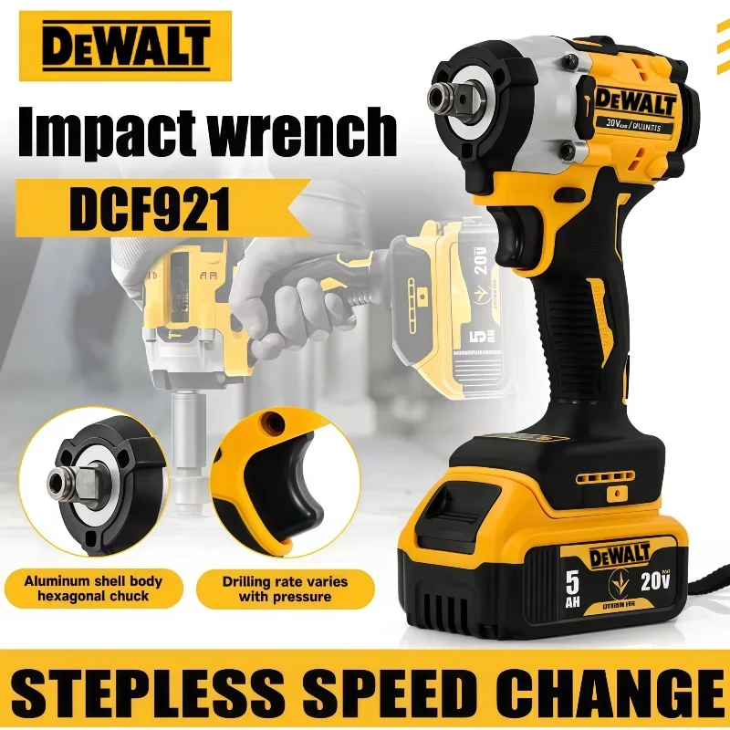 

DCF921 Dewalt Atomic Максимальный аккумуляторный ключ Аккумуляторный ударный гайковерт 1/2 дюйма Ключ для зарядки с переменной скоростью Аккумулятор 20 В
