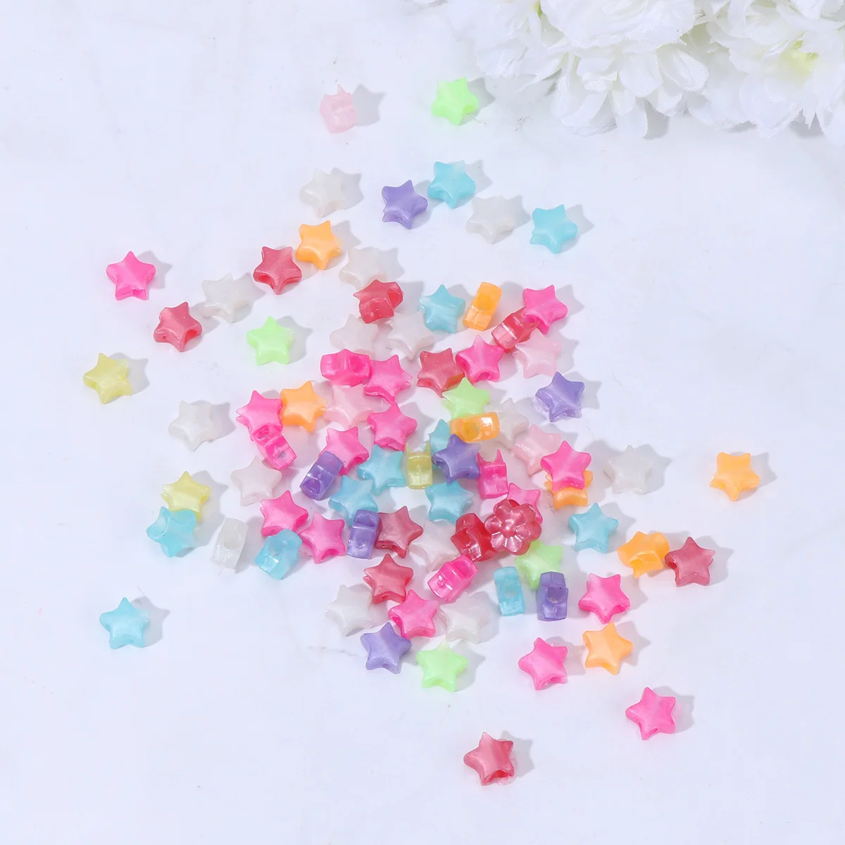 

200Pcs Five Pointed Star Beads DIY Jewelry Accessories Craft Decoration Kit Mixed Color Loose Beading for Necklace Bracelet