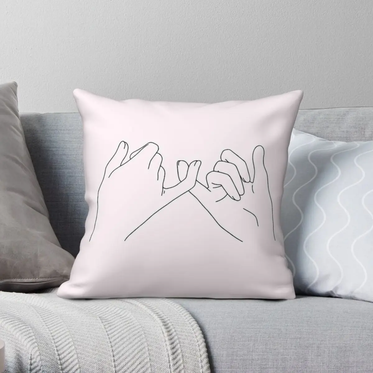 Pinky Promise Love Square Pillowcase Polyester Linen Velvet Printed Zip Decor Pillow Case Sofa Cushion Case 45x45