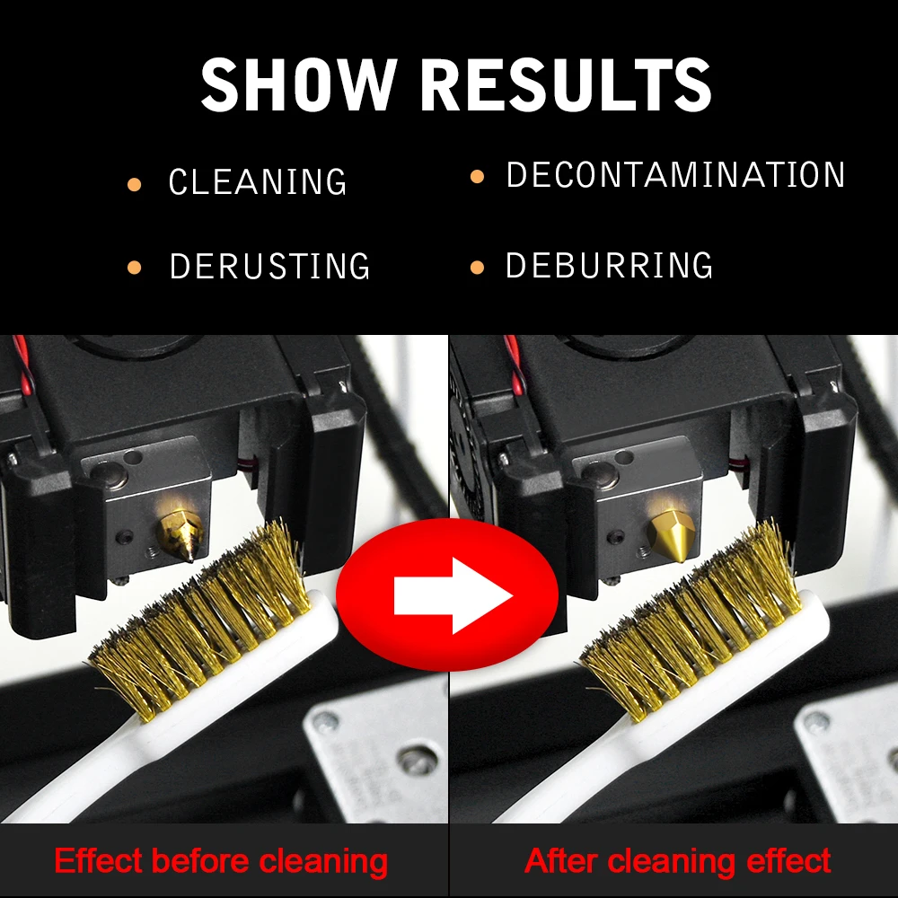 Herramienta limpiadora de impresora 3D, cepillo de dientes de alambre de cobre, mango de cepillo de cobre, bloque de calentador de boquilla, Herramientas de limpieza Hotend