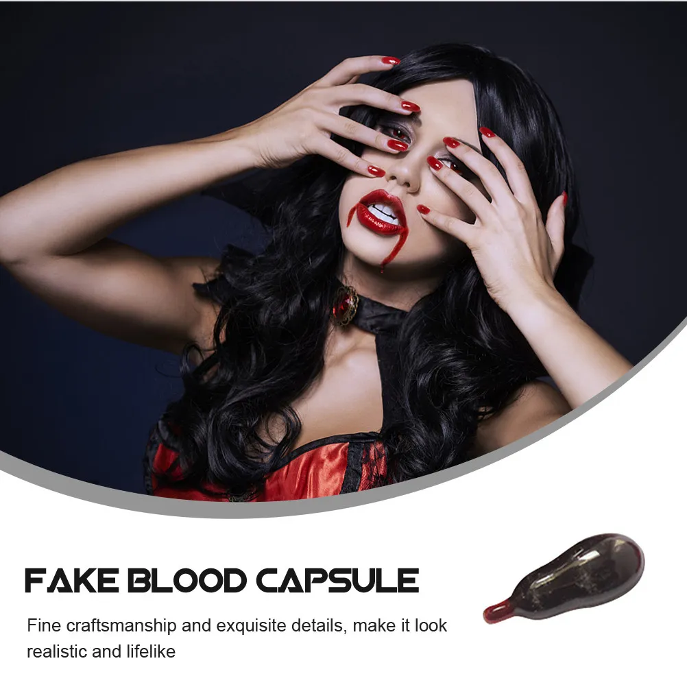 

20Pcs Fake Blood Capsules Realistic Horror Props for Halloween Party Supplies Vomiting Blood Capsules Tricky Props Cosplay