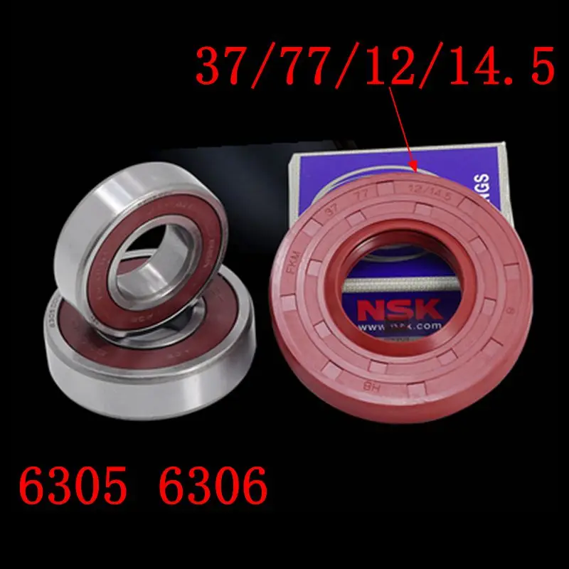 

for Hisense ROYALSTAR drum washing machine Water seal（37/77/12/14.5）+bearings 2 PCs（6305 6306）Oil seal Sealing ring parts