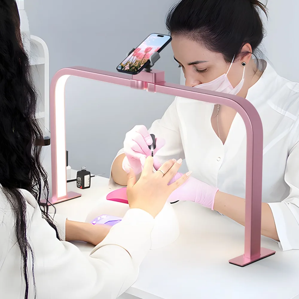 Half Moon U-shaped Nail Light for Desk Foldable Square Nail Tech Lamp 3000-6000K Dimmable Table Light bracket LED Nail Desk Lamp
