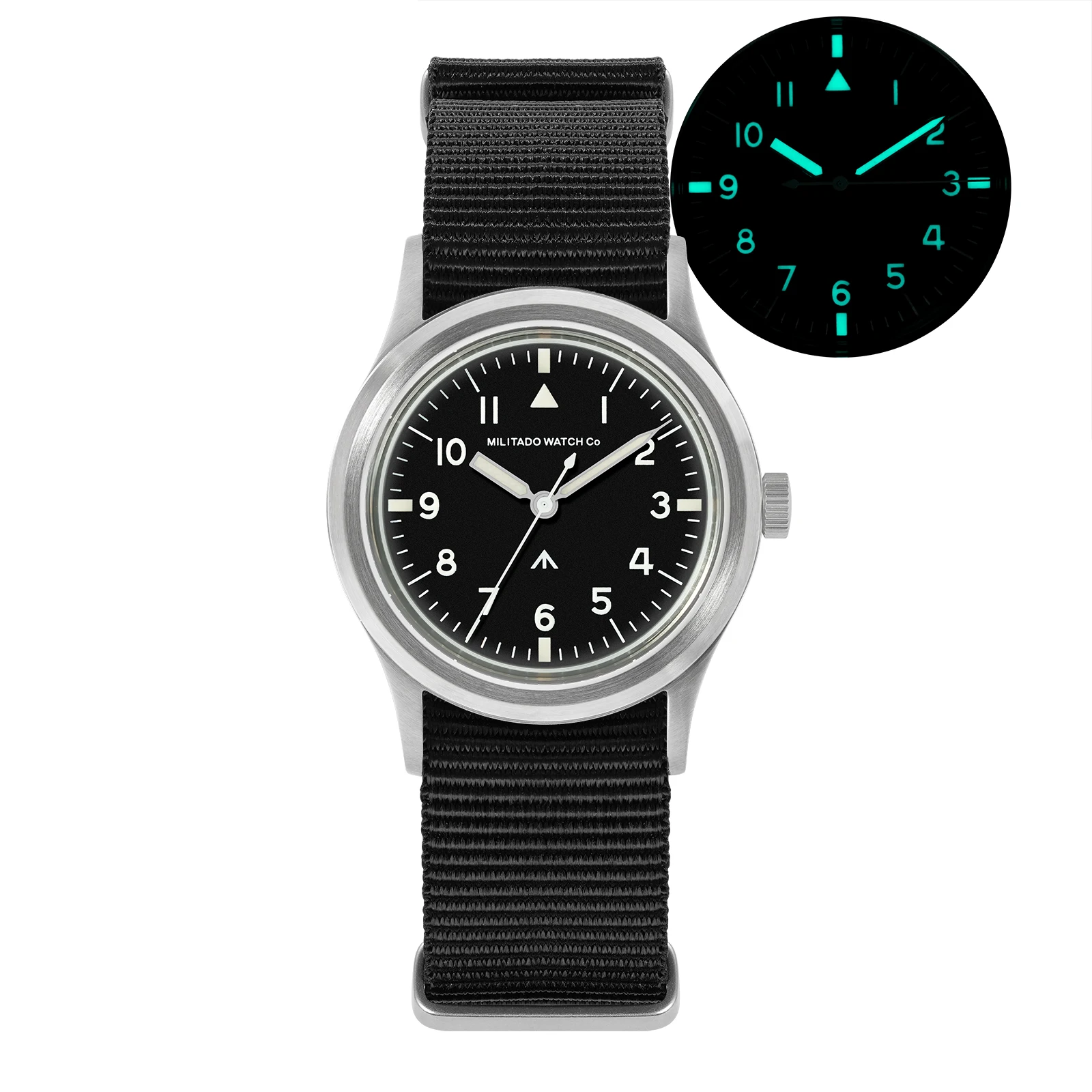 Zegarek Militado ML14 36mm VH31 z mechanizmem kwarcowym, bezsekundnik, szkło szafirowe, super luminescencyjny BGW9 C3, wodoszczelność 100m.