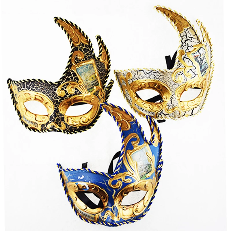 

England Style Flame Crack Venetian Men Masquerade Mask Crack Print Hemming Fashion Vintage Women Carnival Easter Party Show Prom